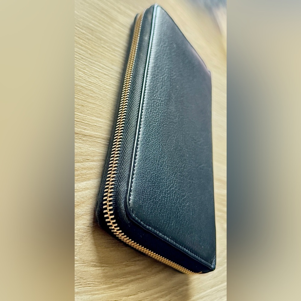 SAINT LAURENT YSL Cassandra Leather Logo Embossed Long Wallet-Black - Picture 3 of 13